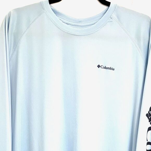 Columbia Womens (2X) Long Sleeve Omni-Shade UVF-50 Sun Prot. Raglan Top Sky Blue - Picture 2 of 9